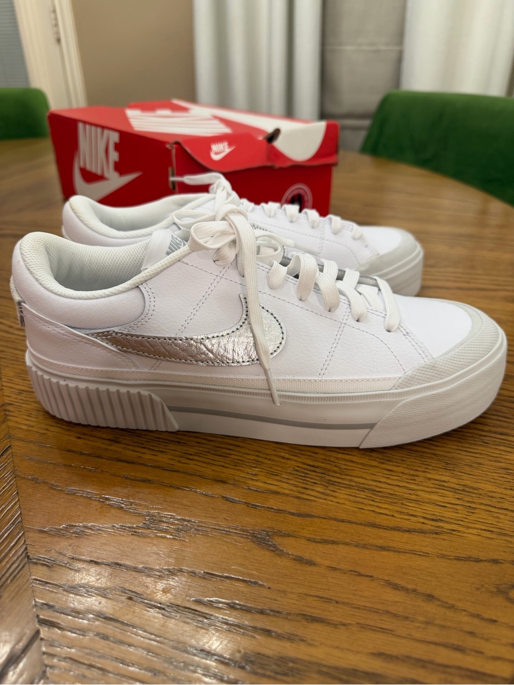 Nike Legacy Court Lift Sneakers with Silver Swoosh